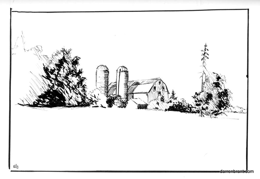 Barn South East of Norwich Ontario #drawingaugust
